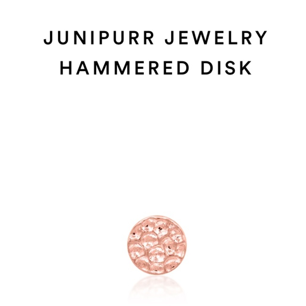Set of 2 - Junipurr Jewelry 14k rose gold 2.5mm hammered disk threadless ends